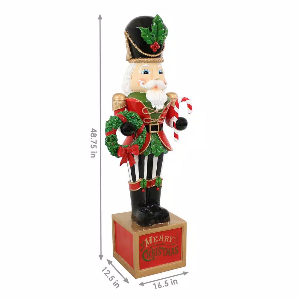 Outdoor Christmas Decorations Sunnydaze Decor 48 In. Christmas Nutcracker Indoor/Outdoor Statue 2 Outdoor Christmas Decorations Sunnydaze Decor 48 In. Christmas Nutcracker Indoor/Outdoor Statue - Image 2