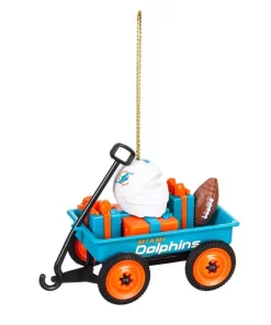 Christmas Tree Decorations Team Sports America Miami Dolphins 1-3/4 In. NFL Team Wagon Christmas Ornament