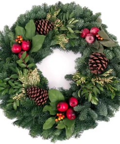 Christmas Greenery VAN ZYVERDEN 24 In. Live Fresh Cut Pacific Northwest Countryside Christmas Wreath