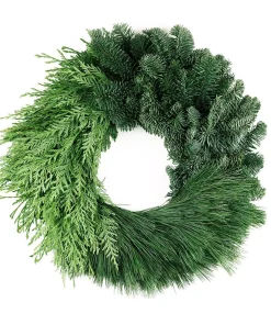 Christmas Greenery VAN ZYVERDEN 24 In. Live Fresh Cut Pacific Northwest Modern Block Christmas Wreath