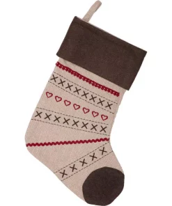 Indoor Christmas Decorations VHC Brands 15 In. Merry Little Christmas Khaki Tan Traditional Decor Stocking