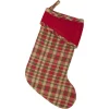 Indoor Christmas Decorations VHC Brands 15 In. Cotton Claren Cherry Red Rustic Christmas Decor Stocking