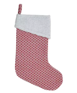 Indoor Christmas Decorations VHC Brands 15 In. Cotton And Wool Tannen Deep Red Traditional Christmas Decor Stocking