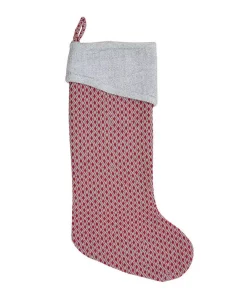 Indoor Christmas Decorations VHC Brands 20 In. Cotton And Wool Cotton/Viscose Tannen Deep Red Traditional Christmas Decor Stocking