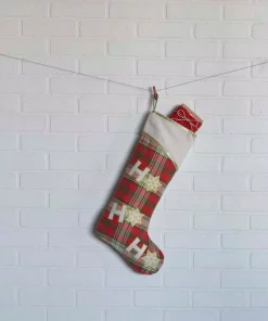 Indoor Christmas Decorations VHC Brands 20 In. Cotton/Felt HO Holiday Cherry Red Farmhouse Christmas Decor Stocking -Christmas Tree Decorations Shop vhc brands christmas stockings 31967 31 1000