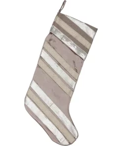 Indoor Christmas Decorations VHC Brands 20 In. Viscose/Polyester Allura Dove Grey Glam Christmas Decor Stocking