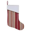 Indoor Christmas Decorations VHC Brands 15 In. 100% Cotton Vintage Stripe Candy Apple Red Farmhouse Christmas Decor Stocking