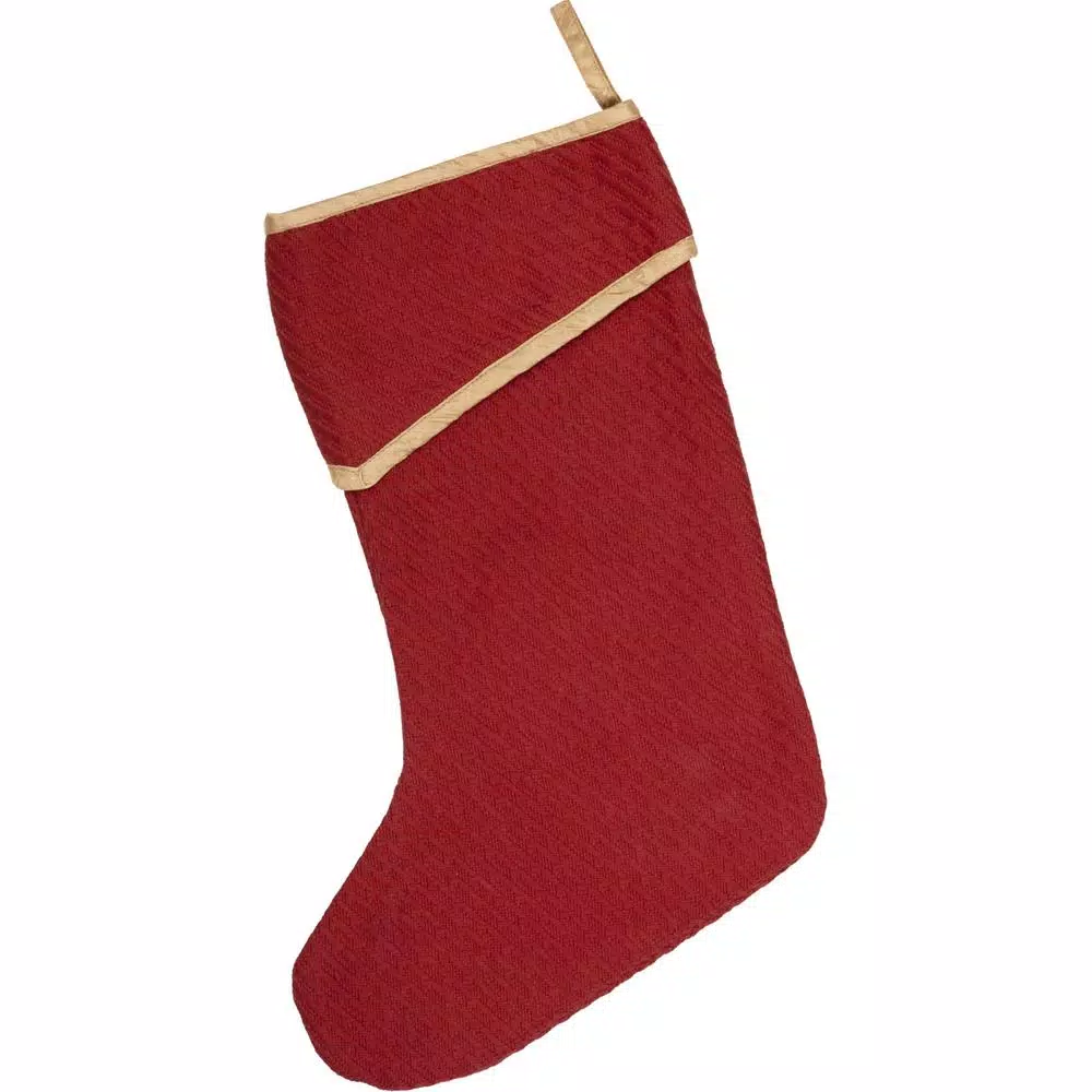 Indoor Christmas Decorations VHC Brands 15 In. Cotton/Nylon Revelry Brick Red Traditional Christmas Decor Stocking 2 Indoor Christmas Decorations VHC Brands 15 In. Cotton/Nylon Revelry Brick Red Traditional Christmas Decor Stocking - Image 2