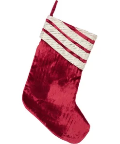 Indoor Christmas Decorations VHC Brands 15 In. Viscose Red Memories Glam Christmas Decor Stocking