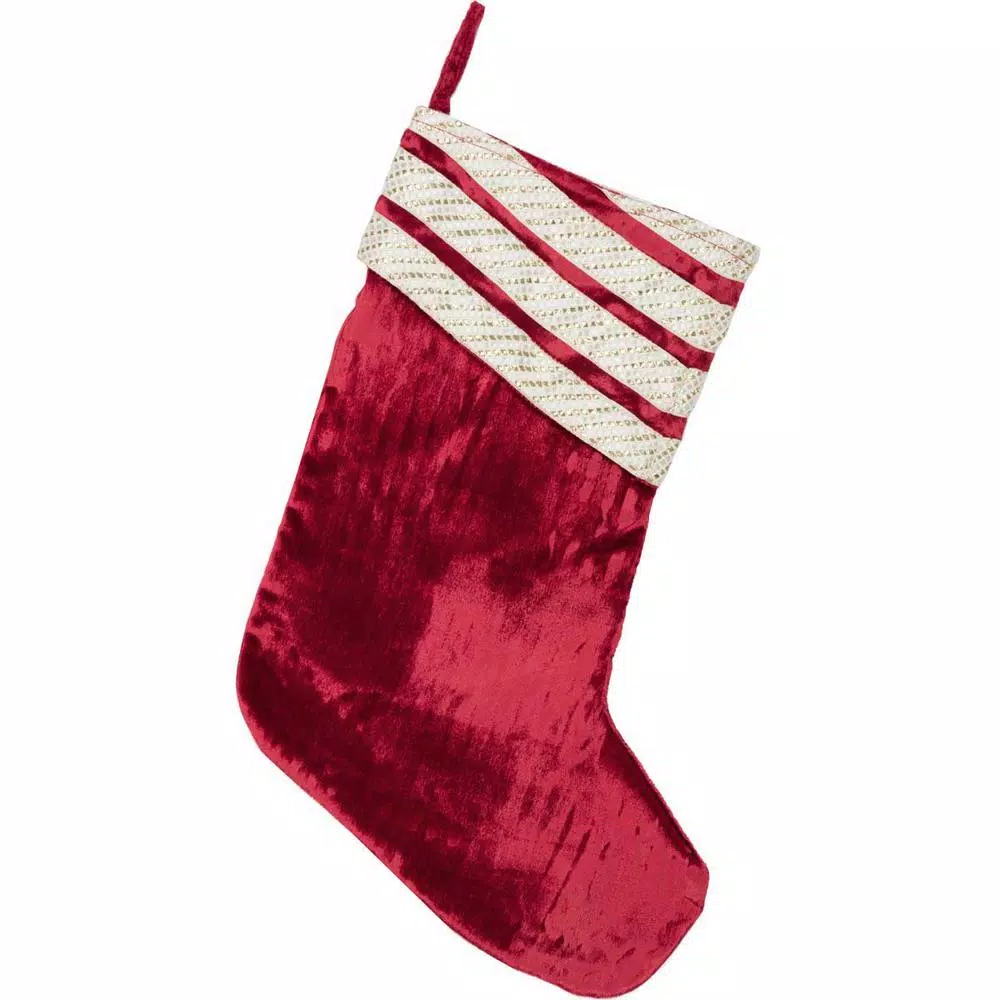 Indoor Christmas Decorations VHC Brands 15 In. Viscose Red Memories Glam Christmas Decor Stocking 1 Indoor Christmas Decorations VHC Brands 15 In. Viscose Red Memories Glam Christmas Decor Stocking