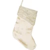 Indoor Christmas Decorations VHC Brands 15 In. 100% Viscose Creme Memories Glam Christmas Decor Stocking