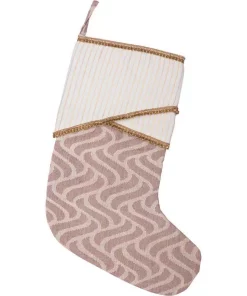 Indoor Christmas Decorations VHC Brands 15 In. Cotton/Metallic Thread Magdalene Mauve Purple Glam Christmas Decor Stocking