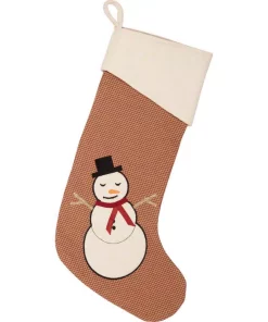 Indoor Christmas Decorations VHC Brands 20 In. Let It Snow Apple Red Farmhouse Christmas Decor Stocking