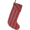 Indoor Christmas Decorations VHC Brands 20 In. Cotton Galway Barn Red Rustic Christmas Decor Stocking