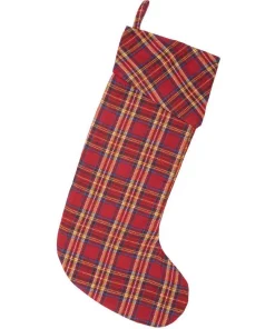 Indoor Christmas Decorations VHC Brands 20 In. Cotton Galway Barn Red Rustic Christmas Decor Stocking
