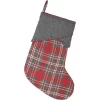 Indoor Christmas Decorations VHC Brands 15 In. Cotton/Felt Anderson Cherry Red Rustic Christmas Decor Stocking