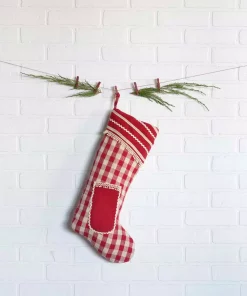 Indoor Christmas Decorations VHC Brands 20 In. Cotton Gretchen Cherry Red Farmhouse Christmas Decor Stocking -Christmas Tree Decorations Shop vhc brands christmas stockings 32234 31 1000