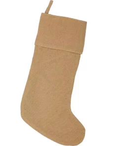Indoor Christmas Decorations VHC Brands 15 In. Cotton Natural Festive Burlap Farmhouse Christmas Decor Stocking