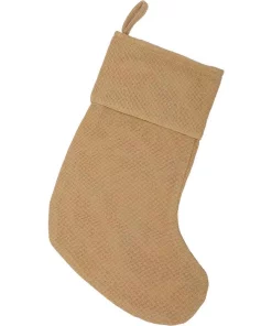 Indoor Christmas Decorations VHC Brands 20 In. Cotton Natural Festive Burlap Farmhouse Christmas Decor Stocking