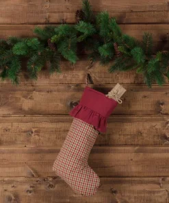 Indoor Christmas Decorations VHC Brands 20 In. Jonathan Plaid Natural Tan Traditional Christmas Decor Stocking -Christmas Tree Decorations Shop vhc brands christmas stockings 42418 31 1000