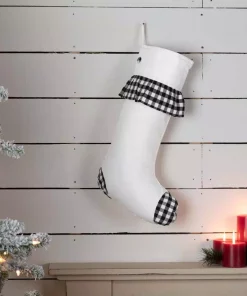 Indoor Christmas Decorations VHC Brands 20 In. Black Emmie Farmhouse Christmas Decor Check Ruffle Stocking -Christmas Tree Decorations Shop vhc brands christmas stockings 42496 31 1000