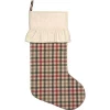Indoor Christmas Decorations VHC Brands 20 In. Hollis Ivory White Farmhouse Christmas Decor Plaid Stocking