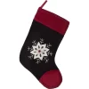 Indoor Christmas Decorations VHC Brands 15 In. Christmas Snowflake Coal Black Traditional Decor Embroidered Felt Stocking