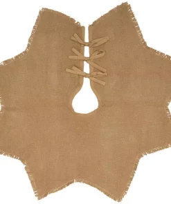 Christmas Tree Decorations VHC Brands 21 In. Burlap Natural Tan Farmhouse Christmas Decor Mini Tree Skirt