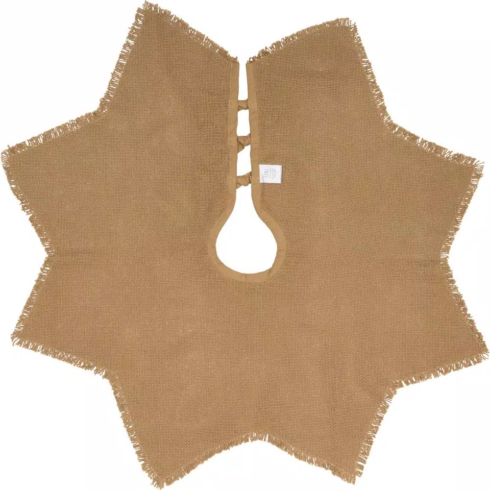 Christmas Tree Decorations VHC Brands 21 In. Burlap Natural Tan Farmhouse Christmas Decor Mini Tree Skirt 2 Christmas Tree Decorations VHC Brands 21 In. Burlap Natural Tan Farmhouse Christmas Decor Mini Tree Skirt - Image 2