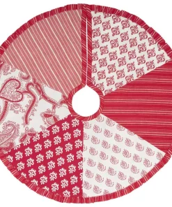 Christmas Tree Decorations VHC Brands 21 In. Natalia Cherry Red Farmhouse Christmas Decor Mini Tree Skirt