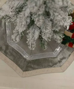 Christmas Tree Decorations VHC Brands 48 In. Allura Dove Grey Glam Christmas Decor Tree Skirt -Christmas Tree Decorations Shop vhc brands christmas tree skirts collars 31979 31 1000