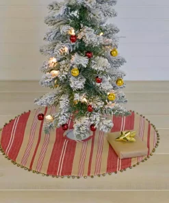 Christmas Tree Decorations VHC Brands 21 In. Vintage Stripe Candy Apple Red Farmhouse Christmas Decor Mini Tree Skirt -Christmas Tree Decorations Shop vhc brands christmas tree skirts collars 31983 31 1000