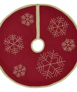 Christmas Tree Decorations VHC Brands 21 In. Revelry Brick Red Traditional Christmas Decor Mini Tree Skirt