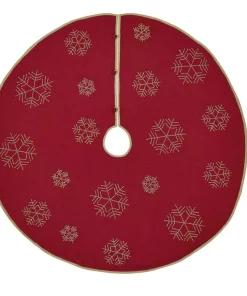 Christmas Tree Decorations VHC Brands 48 In. Revelry Brick Red Traditional Christmas Decor Tree Skirt
