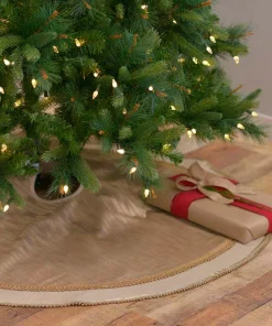 Christmas Tree Decorations VHC Brands 48 In. Celebrate Bronze Tan Glam Christmas Decor Tree Skirt -Christmas Tree Decorations Shop vhc brands christmas tree skirts collars 32007 31 1000
