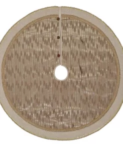 Christmas Tree Decorations VHC Brands 48 In. Celebrate Bronze Tan Glam Christmas Decor Tree Skirt