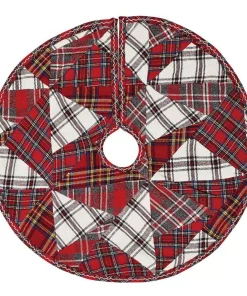 Christmas Tree Decorations VHC Brands 21 In. Peyton Tomato Red Traditional Christmas Decor Mini Tree Skirt