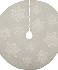 Christmas Tree Decorations VHC Brands 48 In. Ingrid Ash Grey Farmhouse Christmas Decor Tree Skirt