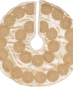Christmas Tree Decorations VHC Brands 21 In. Creme Memories Glam Christmas Decor Mini Tree Skirt