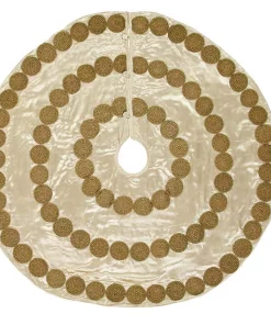 Christmas Tree Decorations VHC Brands 48 In. Creme Memories Glam Christmas Decor Tree Skirt