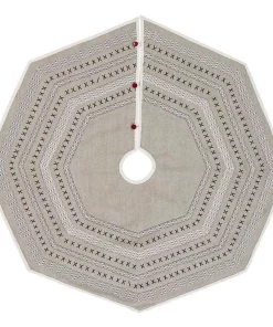 Christmas Tree Decorations VHC Brands 48 In. Liv Pebble Grey Traditional Christmas Decor Tree Skirt