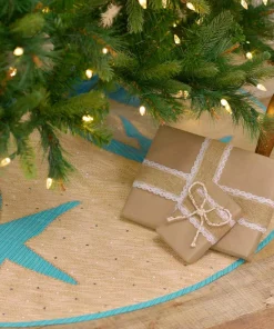 Christmas Tree Decorations VHC Brands 55 In. Nerine Robin Egg Blue Coastal Christmas Decor Tree Skirt -Christmas Tree Decorations Shop vhc brands christmas tree skirts collars 32043 31 1000