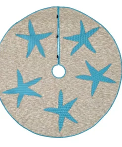 Christmas Tree Decorations VHC Brands 55 In. Nerine Robin Egg Blue Coastal Christmas Decor Tree Skirt