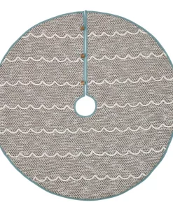 Christmas Tree Decorations VHC Brands 48 In. Sanbourne Creme White Coastal Christmas Decor Tree Skirt