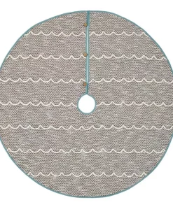 Christmas Tree Decorations VHC Brands 55 In. Sanbourne Creme White Coastal Christmas Decor Tree Skirt