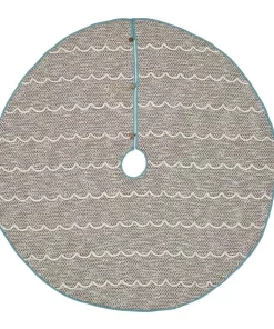 Christmas Tree Decorations VHC Brands 60 In. Sanbourne Creme White Coastal Christmas Decor Tree Skirt