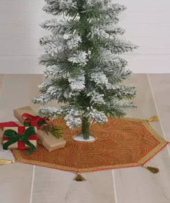 Christmas Tree Decorations VHC Brands 21 In. Soleil Candy Apple Red Glam Christmas Decor Mini Tree Skirt -Christmas Tree Decorations Shop vhc brands christmas tree skirts collars 32076 31 1000