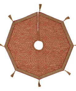 Christmas Tree Decorations VHC Brands 21 In. Soleil Candy Apple Red Glam Christmas Decor Mini Tree Skirt