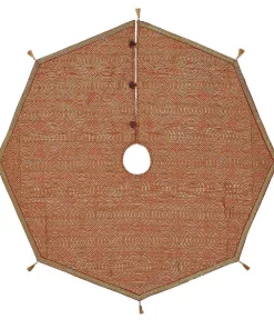 Christmas Tree Decorations VHC Brands 48 In. Soleil Candy Apple Red Glam Christmas Decor Tree Skirt