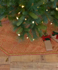 Christmas Tree Decorations VHC Brands 60 In. Soleil Candy Apple Red Glam Christmas Decor Tree Skirt -Christmas Tree Decorations Shop vhc brands christmas tree skirts collars 32079 31 1000